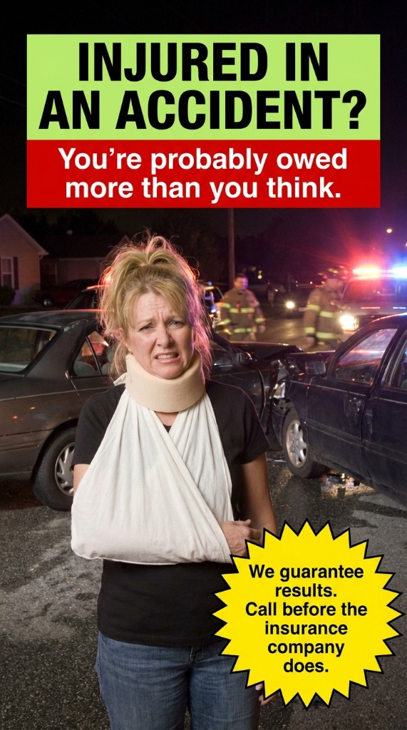 Generic PI law firm ad — accident scene stock photo.